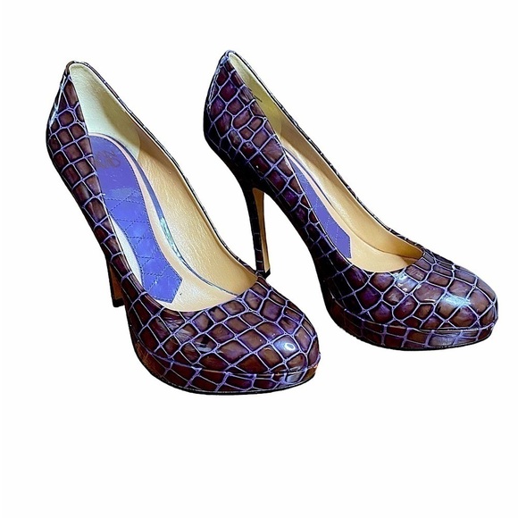 JOAN & DAVID LEATHER PLATFORM PUMPS - Picture 1 of 3